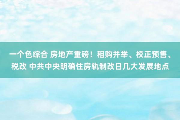 一个色综合 房地产重磅！租购并举、校正预售、税改 中共中央明确住房轨制改日几大发展地点