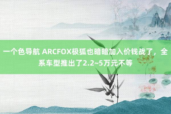 一个色导航 ARCFOX极狐也暗暗加入价钱战了，全系车型推出了2.2~5万元不等