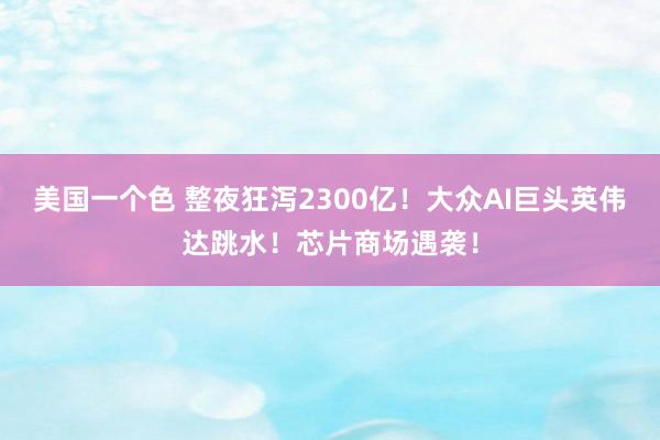 美国一个色 整夜狂泻2300亿！大众AI巨头英伟达跳水！芯片商场遇袭！