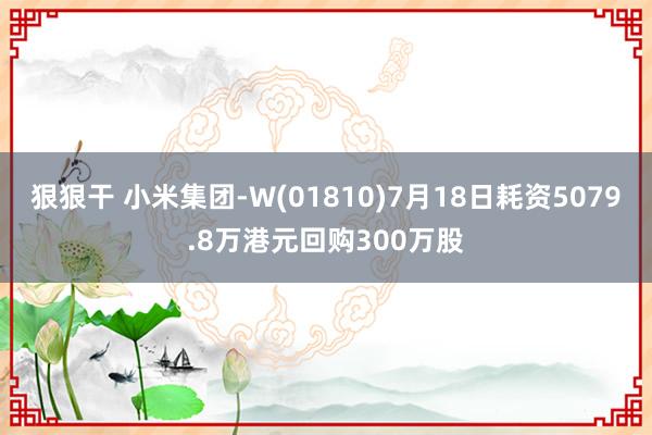 狠狠干 小米集团-W(01810)7月18日耗资5079.8万港元回购300万股