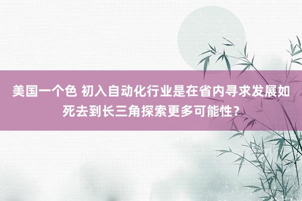 美国一个色 初入自动化行业是在省内寻求发展如死去到长三角探索更多可能性？