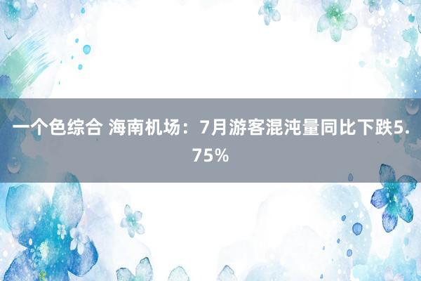 一个色综合 海南机场：7月游客混沌量同比下跌5.75%