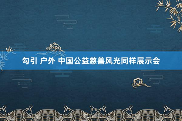 勾引 户外 中国公益慈善风光同样展示会